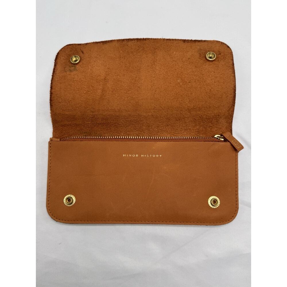 Minor History Leather Little Ledger Wallet Brass Buttons Brown Tan Snaps Soft View 5
